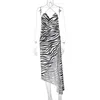 Julissa Mo Zebra Print Split Irregular Summer Dress 2021 Backless Strap Long Party Dresses For Women Sexy Halter Bandage Vestido X0521