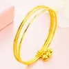 Bracciale a 3 strati in oro giallo 18 carati riempito moda donna regalo braccialetto non apribile