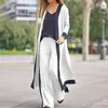 Kobiety Sling Top X-Long Płaszcz Proste Spodnie 3 SZTUK Garnitury Luźna Elastyczna Talia V-Neck Pełna rękaw Zestawy Moda Elegancka Streetwear 211007