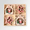 12PCS/Set Christmas Decoration Santa Snowman Snowflake Wooden Pendants New Year Xmas Tree Hanging Ornaments XBJK2110