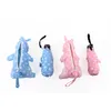 5 Folding Mini Totes Umbrella in Cute Rabbit Doll Bag Ultra Light 3D Bunny Case Anti-UV Sun Rain Parasol White Polka Dots by sea RRA12422