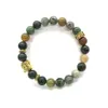 Bijoux Mode Nouveau Bracelet en agate indienne 8mmPlaquéOuTêtede Bouddha SixCaractèresマントラピエール火山BijoutsブレスレットBA