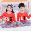 Abbigliamento set 2-14 anni Adolescente Boy Pigiama Natale Bambini Sleepwwear Girls Pigiama Abiti Giovani bambini Pijama 100 Cotton Anime Vestiti