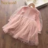 Bear Leader Girls Fashion Dress Summer Party Rainbow Colorful Costumes Kids Sweet Outfits Baby Vestidos Children Clothing 211224