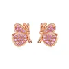 S925 Sterling Silver Stud Butterfly Zircon Earrings Jewelry Gifts for Girls