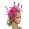 Stingy Brim Hats Fedoras Feather Mesh Women Bowknot Day Hair Accessory Bankett Fascinator pannband gåva Bröllop Bridal Cocktail3719137