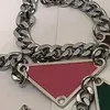 Designer de prata colares para mulheres jóias mens triângulo colar letras de luxo moda amor p colar marcas elo de corrente 2202187434097