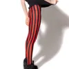 Mulheres Stripe Leggings Slim Skinny Leggings Branco Vermelho Vermelho Rosa Amarelo Sistido Primavera Verão Running Ginásio Calças Stretchy Calças 210928