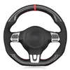 Housse de volant de voiture en daim noir souple en Fiber de carbone, pour Volkswagen Golf 6 GTI MK6 VW Polo GTI Scirocco R Passat CC r-line