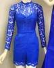 Royal Blue Homecoming Vestidos 2021 Hoco Romper Curto Prom Festa Dança Vestidos Real-photo Zipper Voltar Cocktail Graduation Totalmente Lace Pedido para Pescoço Alto