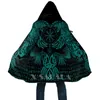 Мужская шерстяная смесь викингов стиль плащ Фенрир искусство 3D печатных Duffle Pullovers пальто пальто пальто толщиной теплого теплого пальто с капюшоном для меньопко