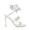 로맨틱 하얀 샌들 신발 Floriane 최고 품질의 재료 꽃 스트라스 카 비 빌라 탑 고급스러운 파티 결혼식 하이힐 EU35-42