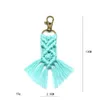 Macrame Fringe Keychain - Boho 신부 웨딩 샤워 장식 선물 5 Macrames 술 열쇠 고리 아래