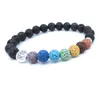 Arbre de vie Charmes Guérison Sept Chakras Pierre de Lave Bracelet Perlé Huile Essentielle Diffuseur Bracelets Main Cordes pour femmes Hommes