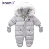 Ircomll Neugeborenes Baby Winter Toddle Overall Mit Kapuze Innen Fleece Mädchen Jungen Kleidung Herbst Overalls Kinder Oberbekleidung 210309