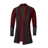 Ly Men Sweater Splicing Cardigan Slim Långärmad Stickad Trench Coat Jackor Business Top 210909