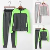 Ginásio Roupas Mulheres Sports Sports Tracksuit Dois pedaço Set Sportwear Mulheres Cor Sólida Moletom Com Capuz e Pant Sport Suit # 3