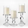 1pc 3.46 / 4.52 / 5.51 in glazen kandelaars voor 3 \ "Pillar Candle en 3/4 \" Taper Candle bruiloft decoratie Candlestick 240C3