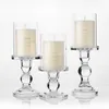 1pc 3.46 / 4.52 / 5.51 i glasstakehållare för 3 \ "Pillar Candle och 3/4 \" Taper Candle Wedding Decoration Candlestick 240c3