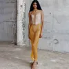 Etekler Novainspo Örgü See Sea Sarı MIDI MIDNIGT Clubwear Seksi Oymak Kıyafetler Baddie Tarzı Kadın Parti Kalem Etek