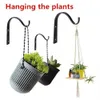 4pcs Iron Garden Wall Light Hanging Flower Plant Hanger Pot Bracket Hook Shelf Stand Holder Black White 210615