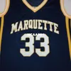 Vintage 21ss # 33 Jimmy Butler Marquette College Jersey, azul, branco ou personalizar qualquer camisa costurada número 21ss