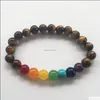 Perles, brins Nature Pierre Jaune Tiger Eye Bracelet pour femmes 7 Chakra Poignet Bracelets Détection de santé Bijoux Yoga Mala Perles Drop Deli