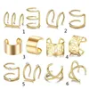 Ear Cuff Gold Leaves Non-Piercing Earing Clips Screw Back Fake Cartilage Earrings Jewelry For Women Men Wholesale 12PCS Set