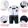 Baby Boys Captain Costume Romper Z Kapelusz Noworodka Niemowlę Halloween Cosplay Kombinezon Outfit Maluch Skipper Sailor Playsuit Q0910