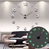 47 inch Luminous Wall Clocks Large Clock watch Horloge 3D DIY Acrylic Mirror Stickers Quartz Duvar Saat Klock Modern Mute 220115
