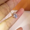 S925 silver pendant necklace with one piece sparkly diamond in platinum and rose gold color for women wedding jewelry gift free shipping PS8