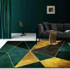 Tapetes Luxo Tapete Escuro Verde Ouro Geométrico Piso Tapete Sala de estar Quarto Tamanho Grande Porta Pelúcia Impressão antiderrapante Banheiro Rug