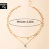 INS Trendy Beaded Pendant Necklace Charms Tassel Gold Wafer Alloy Metal Multi-layer Chain Choker Jewelry for Women