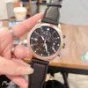 Yüksek Satış Erkek Saatleri Alt Kademe Çalışması Pilot İzle Kronograf Kuvars Hareketi Kronometre Deri Kayış Sıçrama Su Geçirmez Montre De Luxe Analog Kol Saati