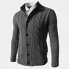 Plus Size M-4XL Solid Color Cardigan Sweater Men Autumn Winter Knitted Jackets Coat Stand Collar Warm Thick pull homme 211221