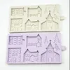 Jul Gingerbread House Silicone Mold Fondant Mold Cake Dekorera Verktyg Choklad, Gumpaste, Sugarcraft, Kök Gadgets 210225