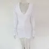 Beypren Belle Sequin Glam Mini Robe Élégante Plume Ruchée Patchwork Moulante Blanc Année Robe De Fête Tenues De Noël 210630