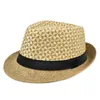 Sombrero Fedora de lino para hombres y mujeres, rayas de rejilla, borde plano, sombrero de Jazz, sombrilla informal de Panamá, playa transpirable para las cuatro estaciones