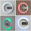 Horloge murale numérique 3D LED, miroir d'alarme, montre creuse, horloge de Table, 7 couleurs, veilleuse de température pour la maison, décorations de salon