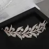 Accessoires de cheveux de mariée en feuille d'alliage, couvre-chef, couronne en cristal, bandeau en strass, diadème de mariage