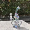 2021 Hookah Bong Vidro Dab Rig Multi Color Arco-íris Rainer Bongo de Água Dólar Tubos de Fumo de 9 polegadas Altura 14.4mm articulação feminina com quartzo Banger