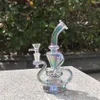 2021 Hookah Bong Glass DAB Rig Multi Color Rainbow Recyler Vatten Bongs Rökrör 9 tum Höjd 14.4mm Kvinna Joint med Quartz Banger