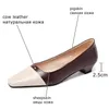 ALLBITEFO full genuine leather square toe low-heeled office ladies shoes comfortable party women shoes spring women heels 210611
