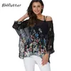 BHFLUTTURE 4XL 5XL 6XL Plus Size Camicetta Camicetta Donne New Striped Print Summer Tops Tees Batwing Sleeve Sleeve Casual Chiffon Bluses 210315