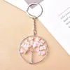 Dekorativa Objekt Figurer Key Ring Natural Crystal Gemstone Tree of Life Pendant Mineral Smycken Kedjor Seven Chakras Väska Tillbehör q