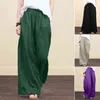 Vrouwen Spring Zomer Solid Cotton Linen brede pootbroek Casual High Taille Palazzo Loose Pocket Trouser Long Pantalon Plus Size 5xl 211115