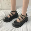 Lolita-Schuhe, drei Schnallen, Plateauschuhe, Mädchen, Freizeitschuhe, Doppelschnalle, Knöchelriemen, dicke Sohle, Kreuzbindung, Damen 8814N