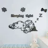 Bricolage dessin animé chien autocollant mural mignon Pet dalmatiens pour chambre d'enfants décoratif acrylique autocollants irror papier peint 211112