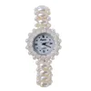 Bilek saatleri orijinal olarak el dokuması doğal inci kuvars izle beyaz su geçirmez moda lad5430703