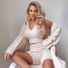 ColySmo Branco Loungewear Set Verão Sem Mangas Colheitas Superior Capas Dois Peça Mulheres Malha De Veludo Casa Desgaste Casual Roupas 210527